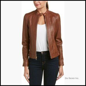 Genuine Lambskin Leather Jacket Slim Fit Zip Up Outerwear Coat